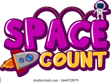 Sticker design with space theme on white background illustration