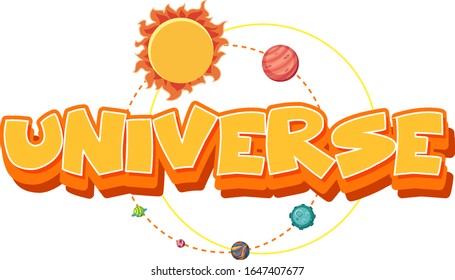 Sticker design with space theme on white background illustration