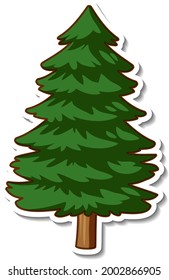 Sticker design with a spruce or pine tree isolated illustration