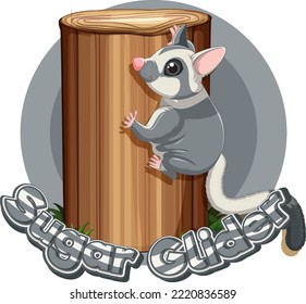 Sticker design for sugar glider illustration