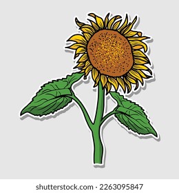 diseño de pegatinas con vector de girasol