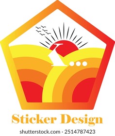 Sticker Design, T-shirt Sticker design,
Letter "K" Sticker design,Sunset, Sunset sticker design,K logo design, Logo design