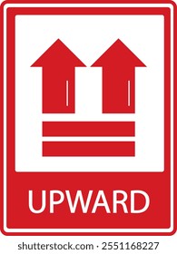 Sticker design of Upward, red Fragile warning label vector