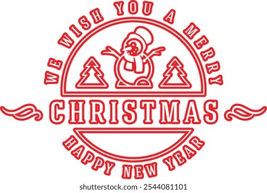 Sticker Design We Wish You A And Merry Christmas Happy New Year