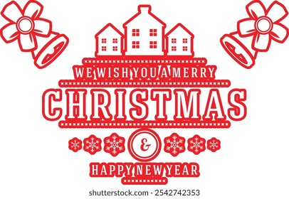 Sticker Design We Wishing You A Merry Christmas And Happy New Year