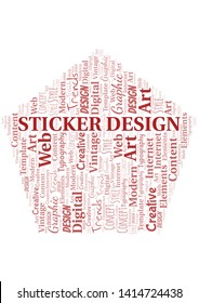 Sticker Design word cloud. Wordcloud made with text only.