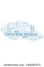 Sticker Design word cloud. Wordcloud made with text only.