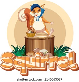 Sticker Design Word Squirrel Illustration Stock Vector (Royalty Free