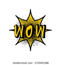 Sticker design wow vector isolated on white background