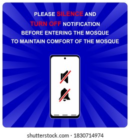 diseños de pegatinas que pueden ser usados en las mezquitas para decirle a la gente que silencie y apague las notificaciones telefónicas