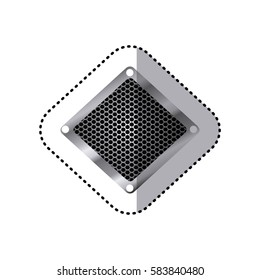 sticker diamond metallic frame with grill perforated vector illustration