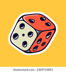 Sticker of Dice Hand Drawn Concept