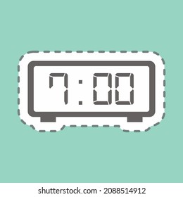Sticker Digital Clock - Line Cut - Simple illustration,Editable stroke,Design template vector, Good for prints, posters, advertisements, announcements, info graphics, etc.