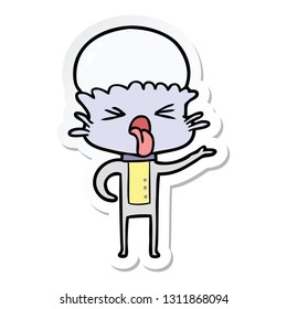 sticker of a disgusted cartoon alien