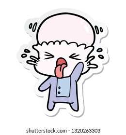 sticker of a disgusted cartoon alien