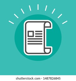 Sticker document icon with text for office work.