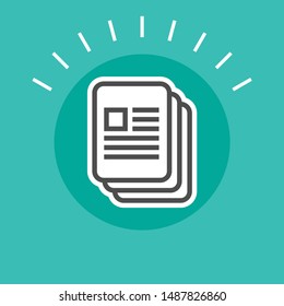 Sticker document icon with text for office work.