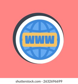 Nome de domínio do adesivo. Elementos de rede da Internet.