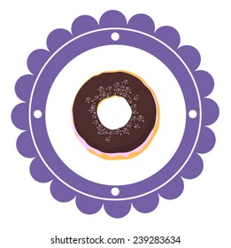 sticker donut with chocolate on a white background
