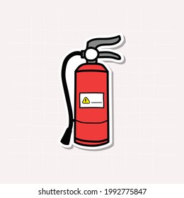 sticker doodle icon fire extinguisher  vector illustration 