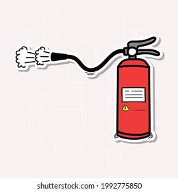 sticker doodle icon of fire extinguisher, vector illustration.