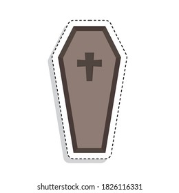 Sticker of a dracula coffin icon. Halloween season icon - Vector