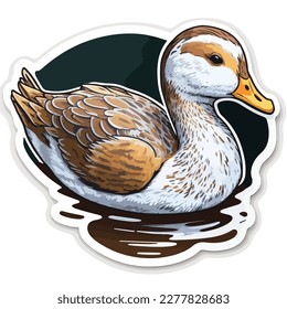 Sticker Duck white outline. flat vector illustration