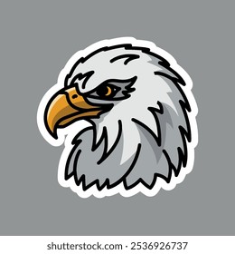 the sticker of  eagle head  with cartoon style