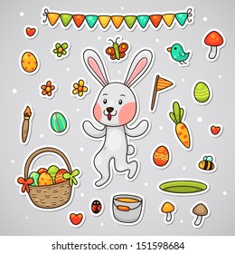 Sticker with the Easter bunny, set.