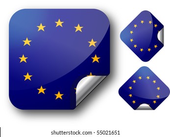 Sticker with EC flag. Vector Illustration. EPS10