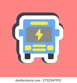 Elektrobus mit Aufkleber. Elemente für elektrische Fahrzeuge.