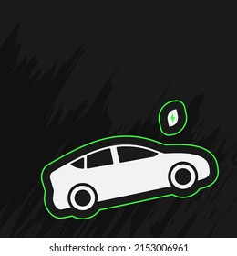 Sticker of electric car on a dark background