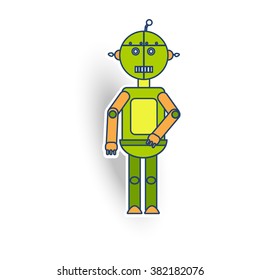 Sticker of electric robot with shadow
