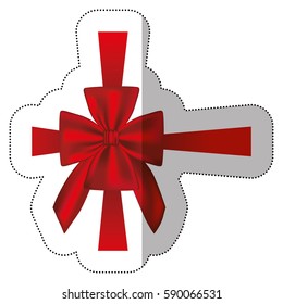 sticker elegant silk red ribbon and bow wrapping vector illustration