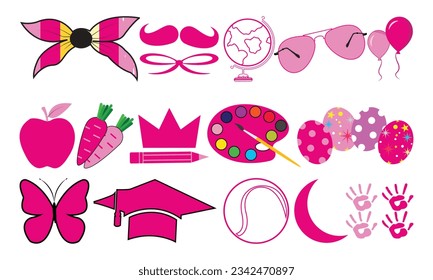 Sticker elements Line Art Vector and Illustration Design. Sticker elements Line Art Design and Creative Kids.