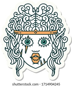 sticker of a elf barbarian character face