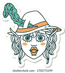 sticker of a elf bard character face