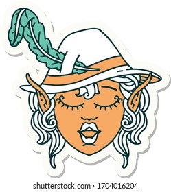 sticker of a elf bard character face