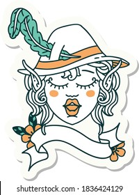 sticker of a elf bard character face