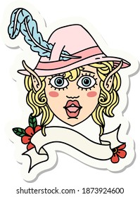 sticker of a elf bard character face