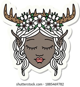 sticker of a elf druid character face