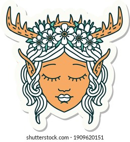 sticker of a elf druid character face