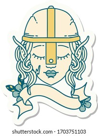 sticker of a elf fighter character face