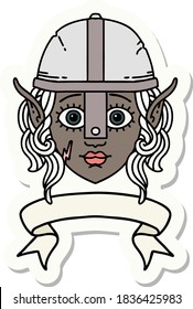 sticker of a elf fighter character face with banner