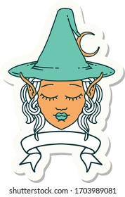 sticker of a elf mage character face with banner