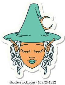 sticker of a elf mage character face