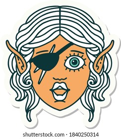 sticker of a elf rogue character face