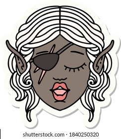 sticker of a elf rogue character face