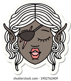 sticker of a elf rogue character face