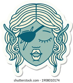 sticker of a elf rogue character face